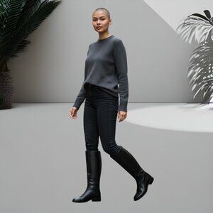 Bally Women’s Italian Leather Pull-on Riding Boots – Luxury Chic, Black, Size 9M